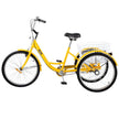 VEVOR Yellow Adult Tricycle 24'' 1-Speed 3 Wheel Bikes, Foldable Adult Tricycle 3 Wheel Bike Trike for Adults