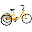 VEVOR Yellow Adult Tricycle 24'' 1-Speed 3 Wheel Bikes, Foldable Adult Tricycle 3 Wheel Bike Trike for Adults