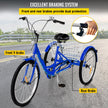VEVOR Tricycle Adult 24 INCH Three Wheels Adult Tricycle 1 Speed 3 Wheel Bikes for Adults Folded for Easy Move and with Large Basket Great for Recreation Shopping and Exercises(Blue)