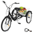 VEVOR Adult Tricycle Single Speed 7 Speed Three Wheel Bike Cruise Bike 24inch Seat Adjustable Trike with Bell, Brake System and Basket Cruiser Bicycles Size for Shopping