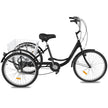 VEVOR Adult Tricycle Single Speed 7 Speed Three Wheel Bike Cruise Bike 24inch Seat Adjustable Trike with Bell, Brake System and Basket Cruiser Bicycles Size for Shopping