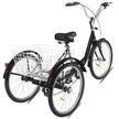 VEVOR Adult Tricycle Single Speed 7 Speed Three Wheel Bike Cruise Bike 24inch Seat Adjustable Trike with Bell, Brake System and Basket Cruiser Bicycles Size for Shopping