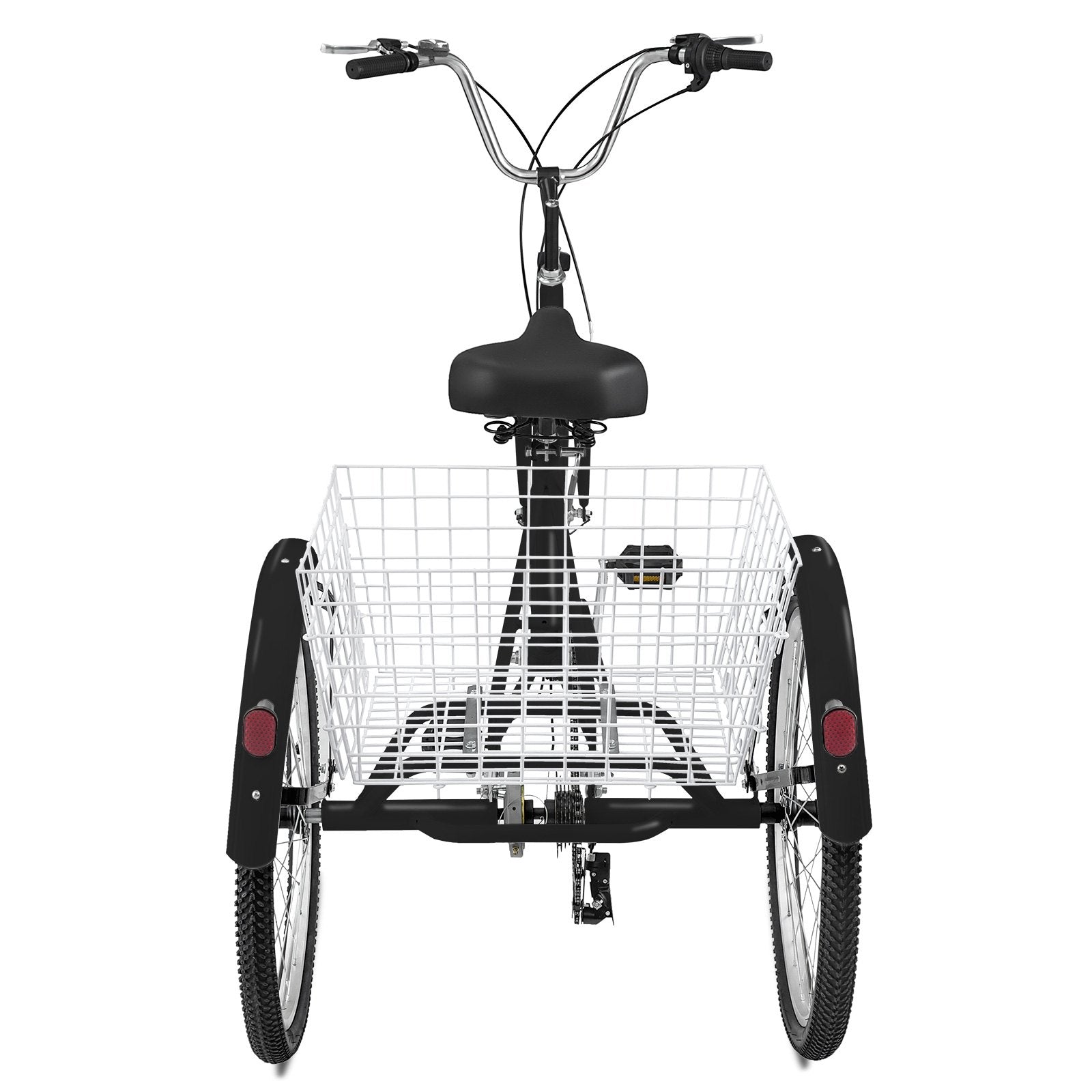 VEVOR Adult Tricycle Single Speed 7 Speed Three Wheel Bike Cruise Bike 24inch Seat Adjustable Trike with Bell, Brake System and Basket Cruiser Bicycles Size for Shopping