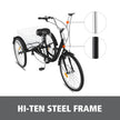 VEVOR Adult Tricycle Single Speed 7 Speed Three Wheel Bike Cruise Bike 24inch Seat Adjustable Trike with Bell, Brake System and Basket Cruiser Bicycles Size for Shopping