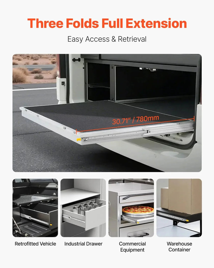 VEVOR 1 Pair Full Extension Drawer Slides 16 18 20 24 30 35 37.4 59 24 32 36 40 48 60 in, 250 lbs Load Capacity Locking Drawer Slides, Ball Bearing with Lock Side Mount Drawer