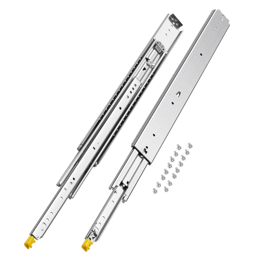 VEVOR 1 Pair Full Extension Drawer Slides 18 20 22 28 30 32 36 38 40 44 48 52 56 60 in, 500 lbs Load Capacity Locking Drawer Slides, Ball Bearing with Lock Side Mount Drawer Slide Rail