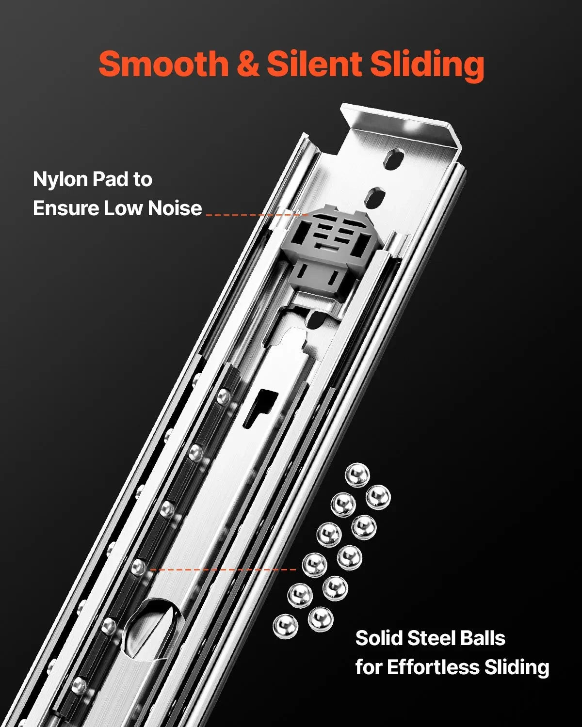 VEVOR Heavy-Duty Full Extension Drawer Slides, 18–60 in, 500 lbs Load Capacity, Ball Bearing Side Mount with Lock – 1 Pair
