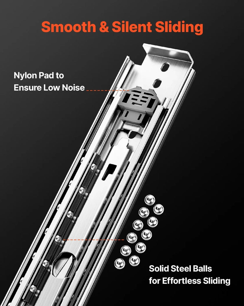 VEVOR Heavy-Duty Full Extension Drawer Slides, 18–60 in, 500 lbs Load Capacity, Ball Bearing Side Mount with Lock – 1 Pair