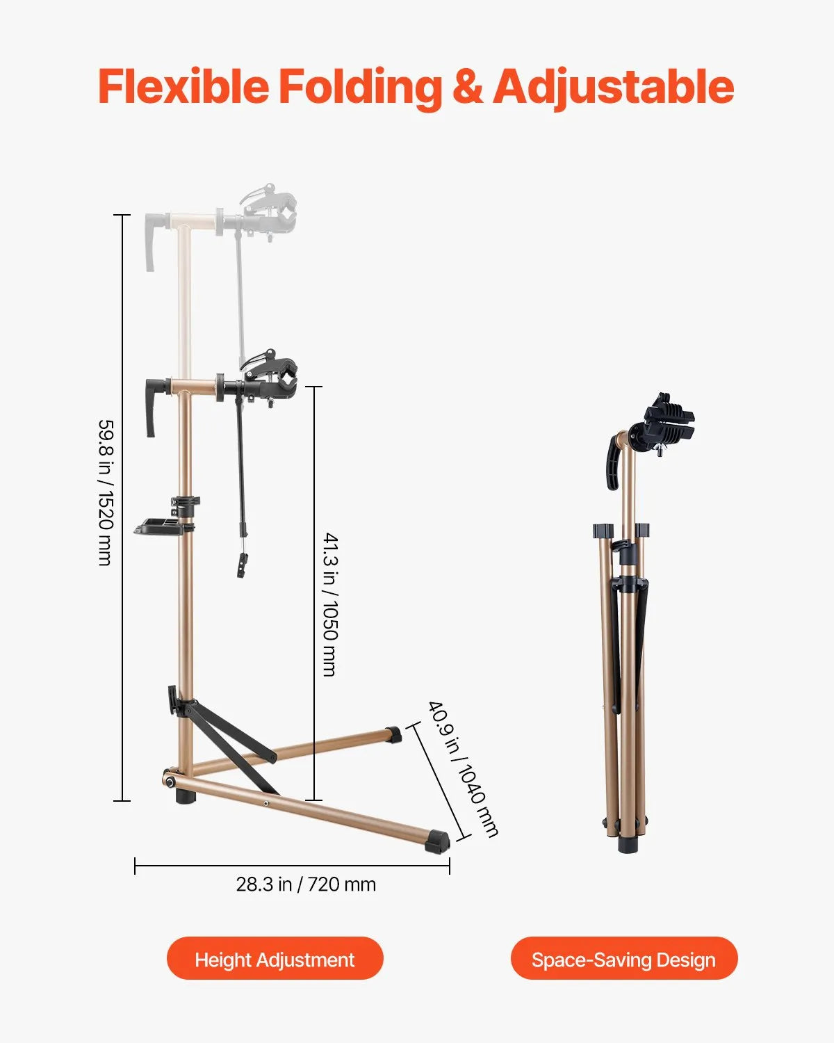 VEVOR Bike Repair Stand 88 lb Adjustable Bicycle Maintenance Rack with Tool Tray