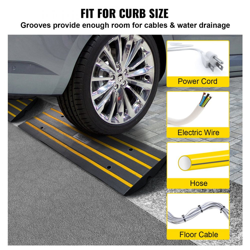 VEVOR Rubber Curb Ramp for Driveway 2 Pack, 15T Heavy Duty Sidewalk Curb Ramp, 2.6