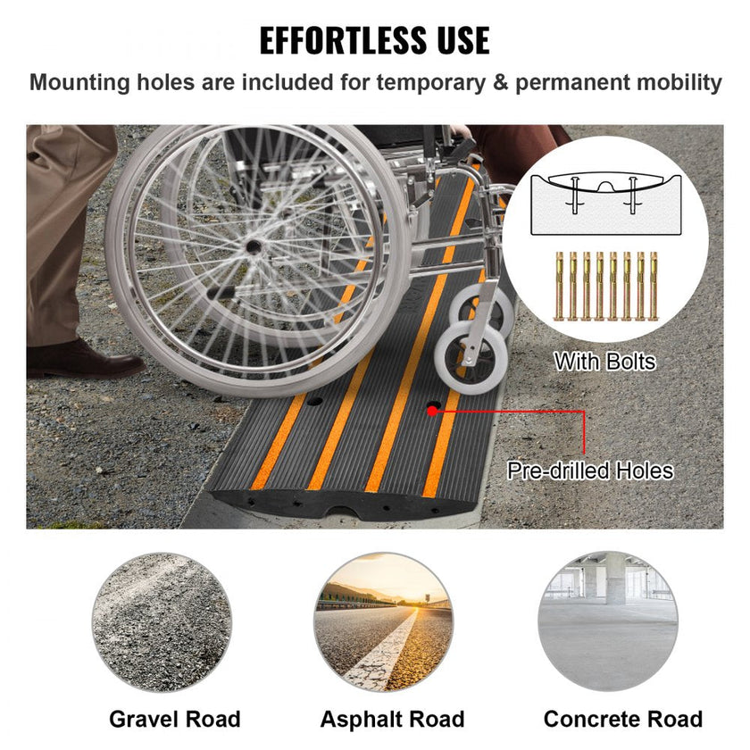 VEVOR Rubber Curb Ramp for Driveway 2 Pack, 15T Heavy Duty Sidewalk Curb Ramp, 2.6