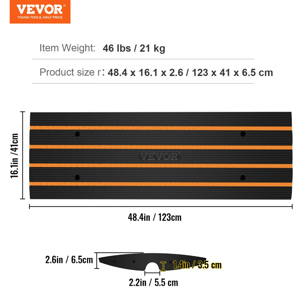 VEVOR Rubber Curb Ramp for Driveway 2 Pack, 15T Heavy Duty Sidewalk Curb Ramp, 2.6