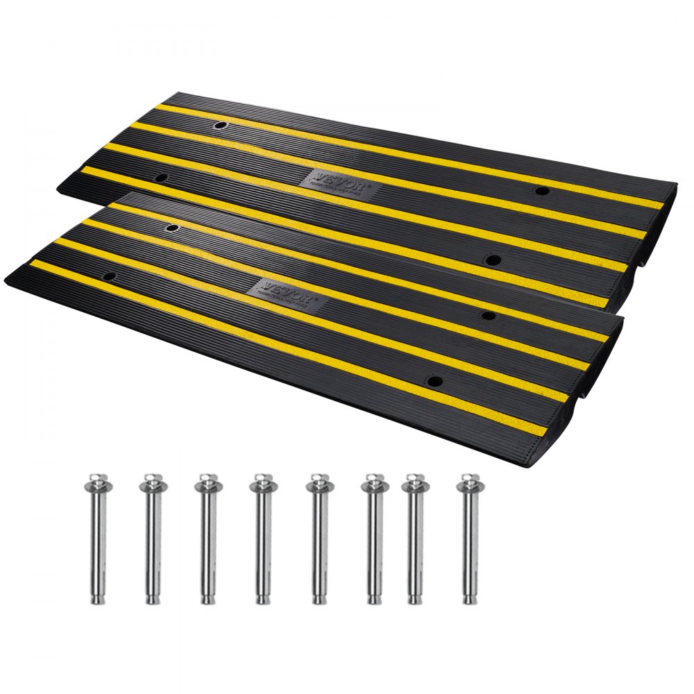 VEVOR Rubber Curb Ramp for Driveway 2 Pack, 15T Heavy Duty Sidewalk Curb Ramp, 2.6