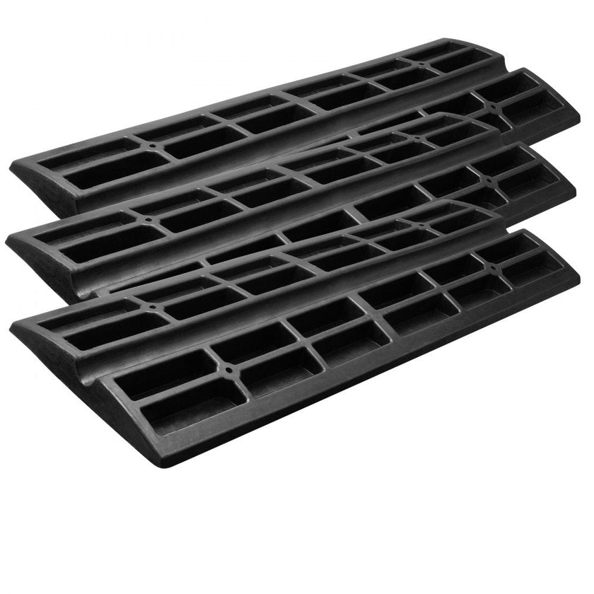 VEVOR Curb Ramp, 3 Pack Rubber Driveway Ramps, Heavy Duty 33069lbs Weight Capacity Threshold Ramp, 2.6 inch High Curbside Bridge Ramps for Loading Dock Garage Sidewalk, Expandable Full Ramp Set
