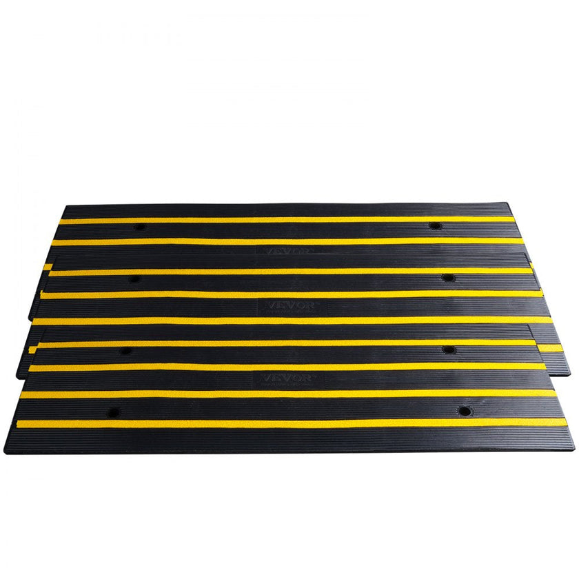VEVOR Curb Ramp, 3 Pack Rubber Driveway Ramps, Heavy Duty 33069lbs Weight Capacity Threshold Ramp, 2.6 inch High Curbside Bridge Ramps for Loading Dock Garage Sidewalk, Expandable Full Ramp Set