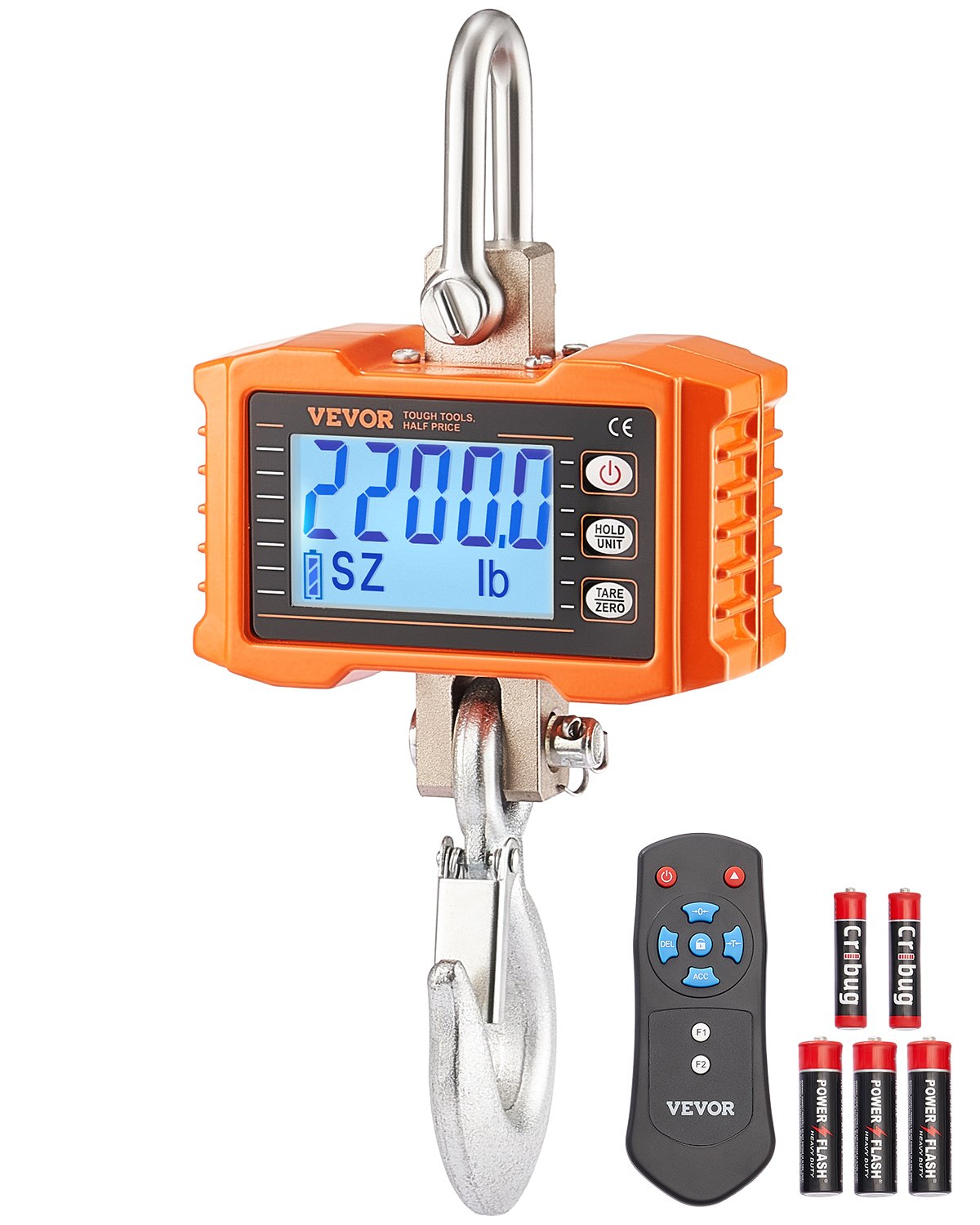 VEVOR Digital Crane Scale Industrial Hanging Scale 2200 lbs/1000 kg Heavy Duty
