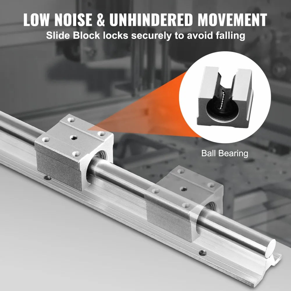 VEVOR Linear Guide Rail Set, SBR16 1000mm, 2 PCS 39.4 in/1000 mm SBR16 Guide Rails and 4 PCS SBR16UU Slide Blocks, Linear Rails and Bearings Kit for Automated Machines DIY Project CNC Router Machines