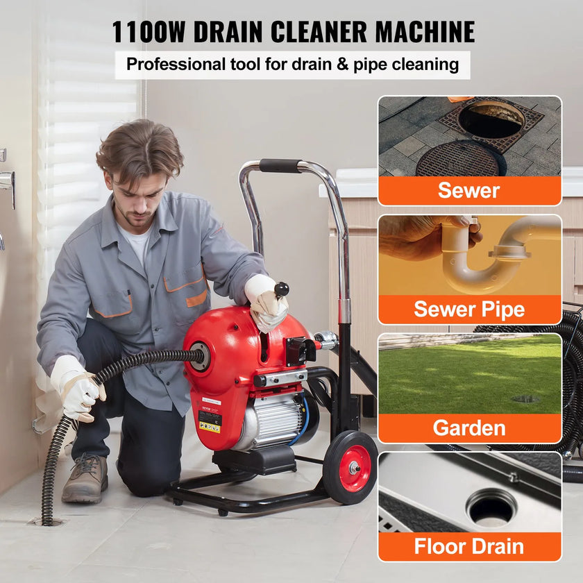 VEVOR Drain Cleaner Machine 120FT x 6/5
