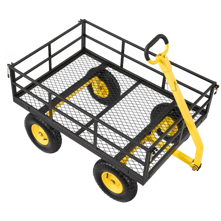 1200 lb Heavy Duty Steel Garden Cart Wagon – 3-in-1 Utility Yard Trailer