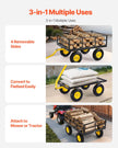 VEVOR Steel Garden Cart 1200lb Capacity Heavy Duty Yard Wagon Cart 13in Tires