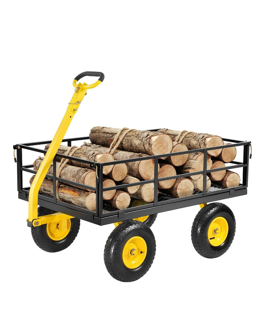 VEVOR Steel Garden Cart 1200lb Capacity Heavy Duty Yard Wagon Cart 13in Tires