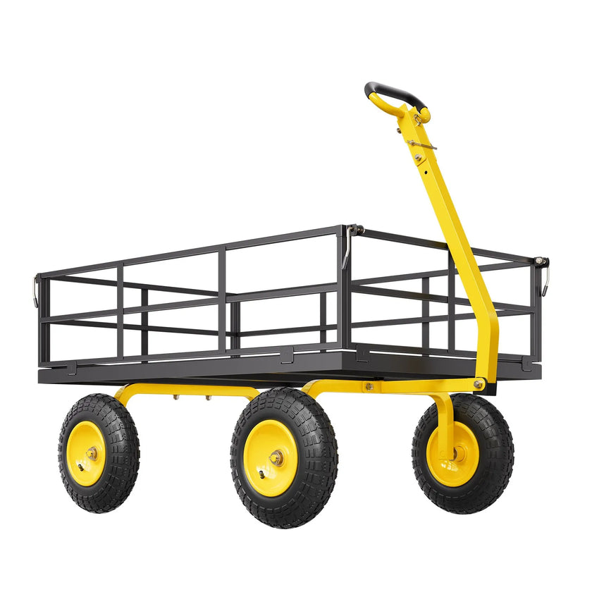 VEVOR Steel Garden Cart 1200lb Capacity Heavy Duty Yard Wagon Cart 13in Tires