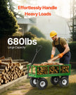 VEVOR Steel Garden Cart 680lb Capacity Heavy Duty Yard Wagon Cart 10in Tires