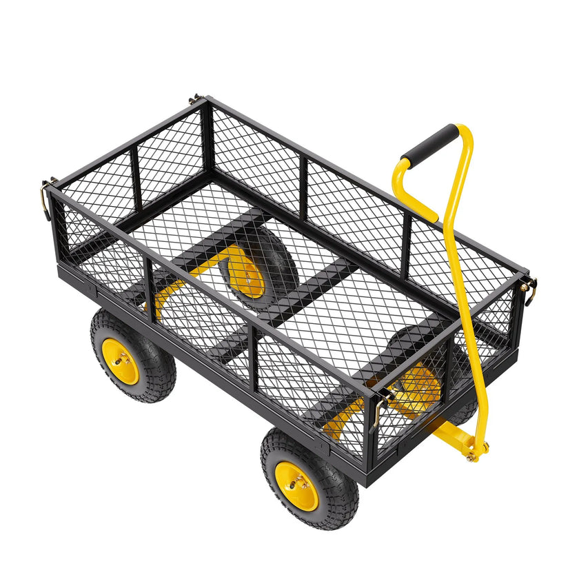 VEVOR Steel Garden Cart 900lb Capacity Heavy Duty Yard Wagon Cart 10in Tires