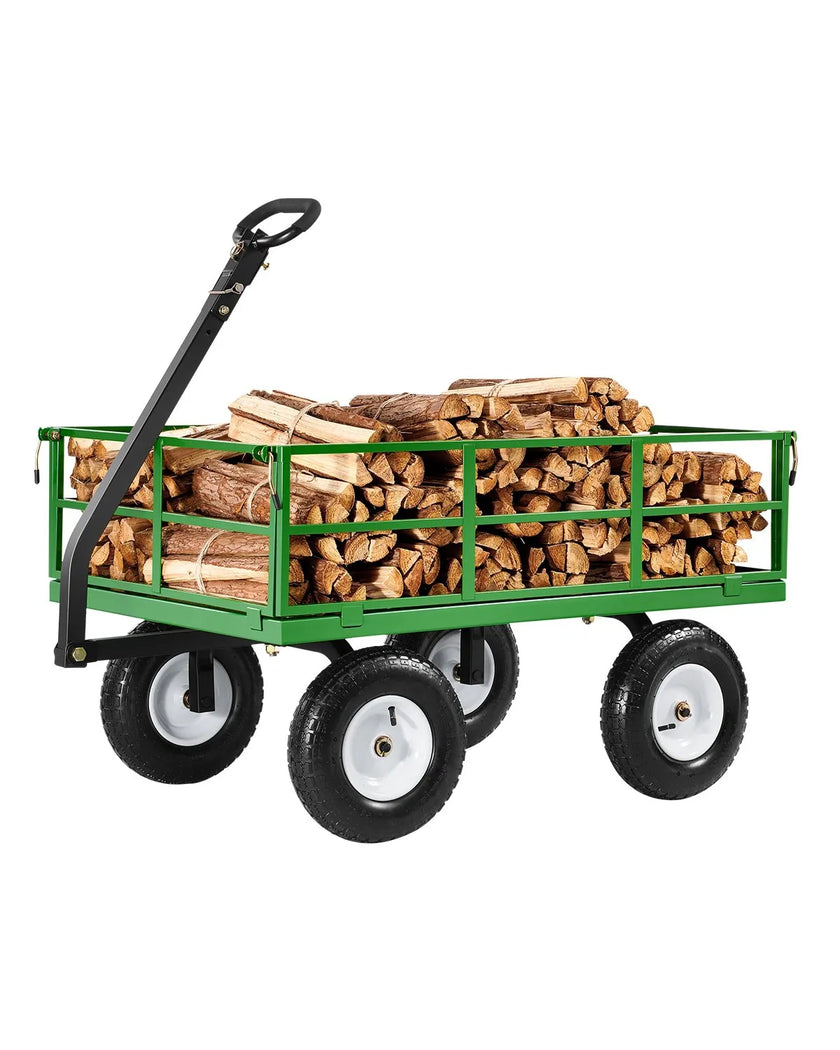 VEVOR Steel Garden Cart 1200lbs Capacity Heavy Duty Wagon Cart 13in Tires