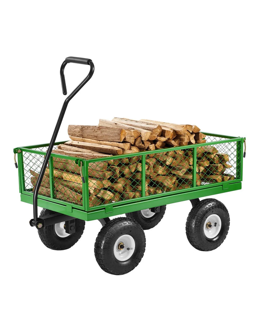 VEVOR Steel Garden Cart 900lbs Capacity Heavy Duty Wagon Cart 10in Tires