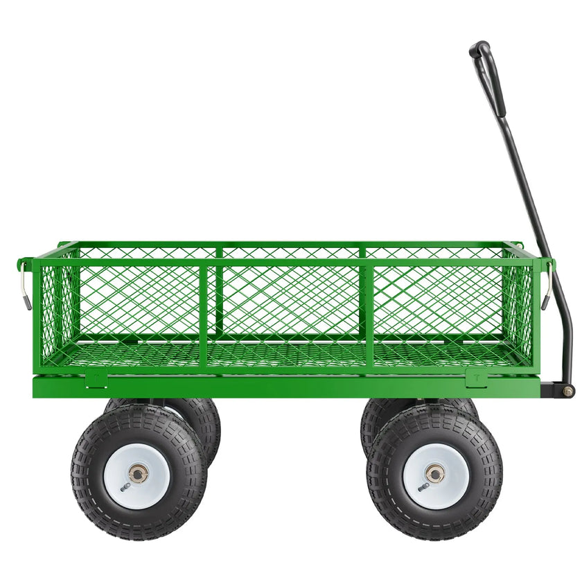 VEVOR Steel Garden Cart 900lbs Capacity Heavy Duty Wagon Cart 10in Tires