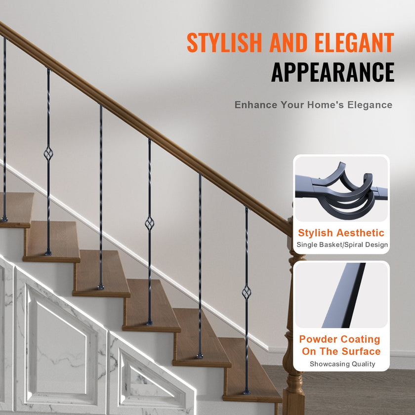 VEVOR Staircase Metal Balusters, 44'' x 1/2
