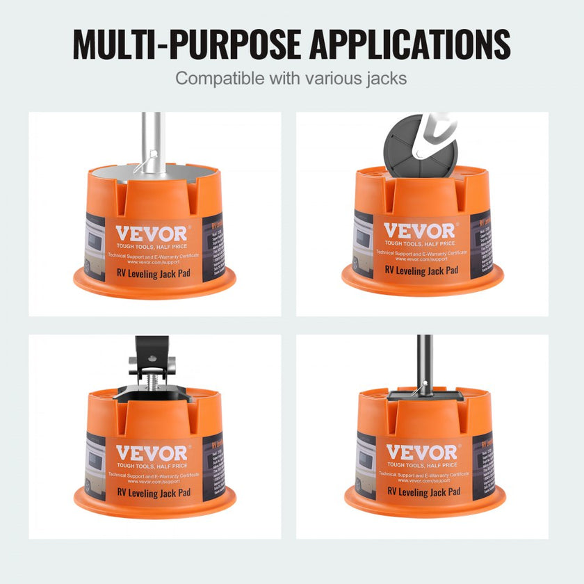 VEVOR Trailer Jack Block, 2000 lbs Capacity per RV Leveling Block, High-quality Polypropylene RV Camper Stabilizer Blocks, RV Travel Accessories Use for Any Tongue Jack, Post, Foot, 5th Wheels, 2-Pack