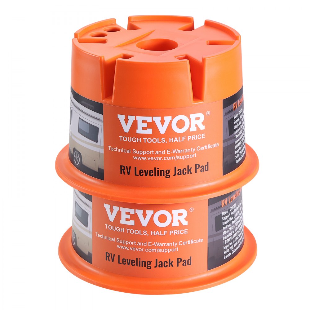 VEVOR Trailer Jack Block, 2000 lbs Capacity per RV Leveling Block, High-quality Polypropylene RV Camper Stabilizer Blocks, RV Travel Accessories Use for Any Tongue Jack, Post, Foot, 5th Wheels, 2-Pack