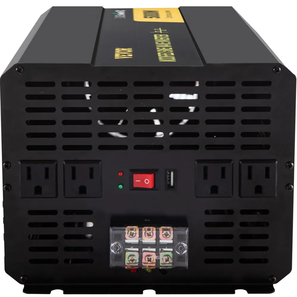 VEVOR Power Inverter, 5000W Modified Sine Wave Inverter, DC 12V to AC 120V Car Converter, with LCD Remote Controller, LED Indicator, AC Outlets Inverter for Truck RV Car Boat Travel Camping Emergency
