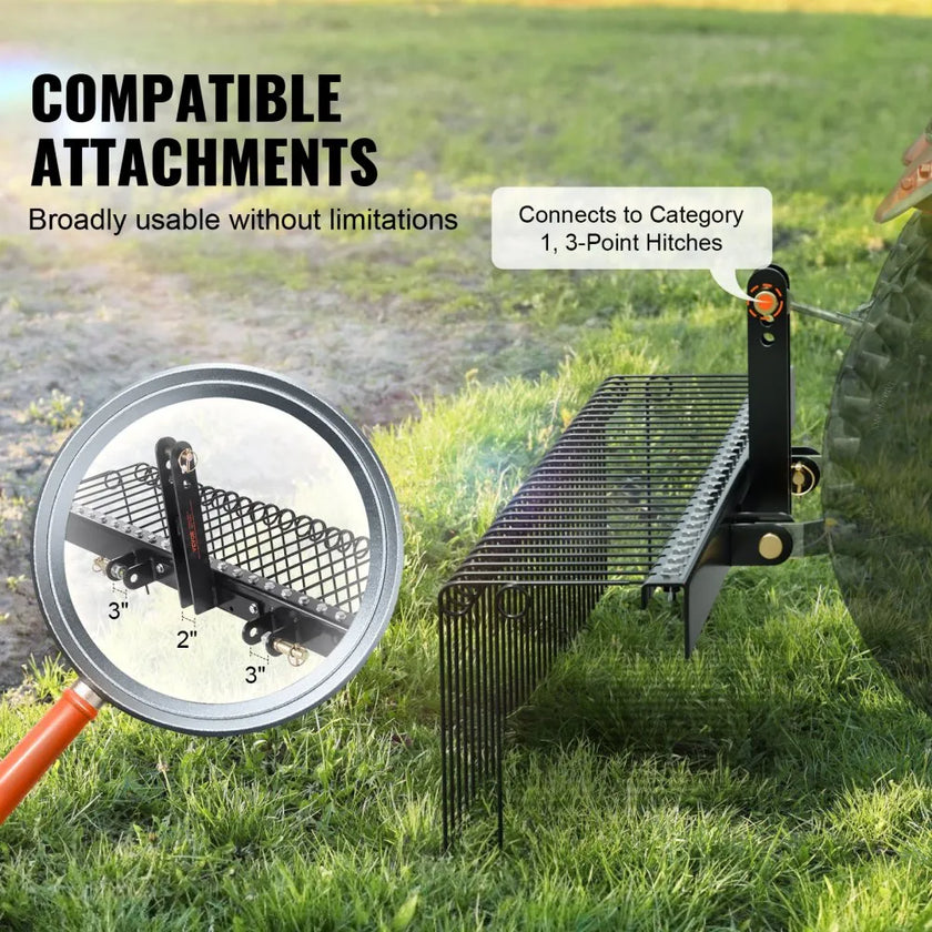 VEVOR Tow Behind Landscape Rake, 60