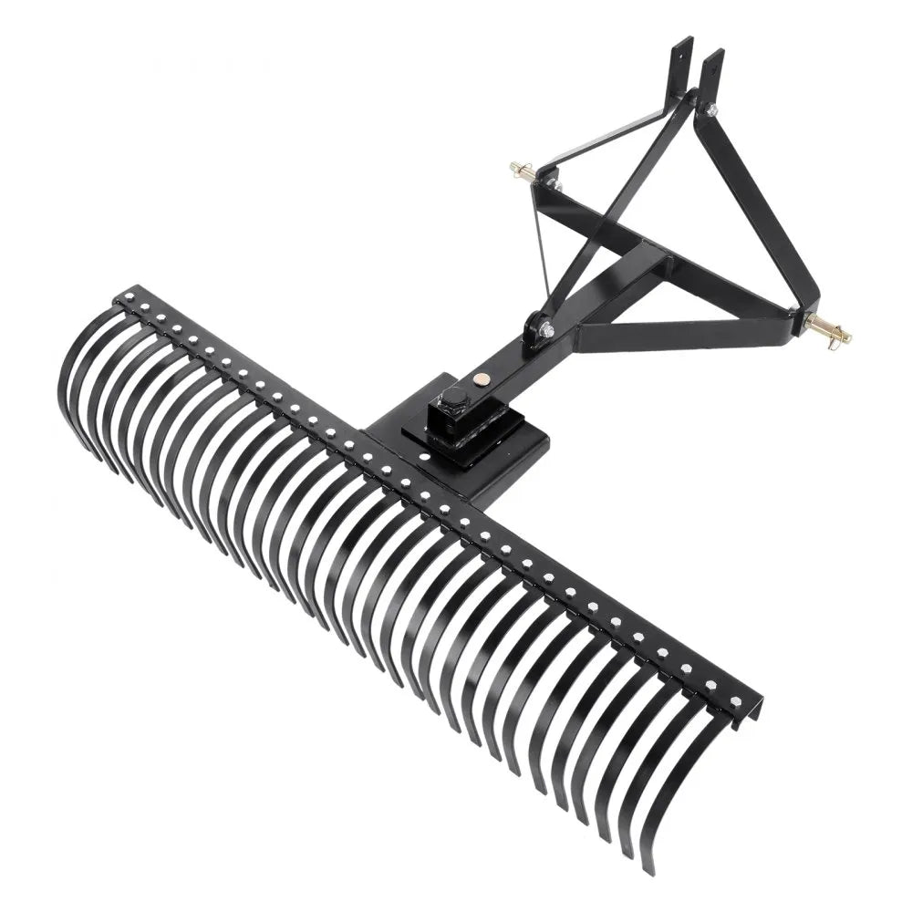 VEVOR Tow Behind Dethatcher, 60-inch Tow Dethatcher with 32 Steel Tines, 3-Point Lawn Dethatcher Rake with Attachments for Tractor, Landscape Rake for Garden, Farm, Grass