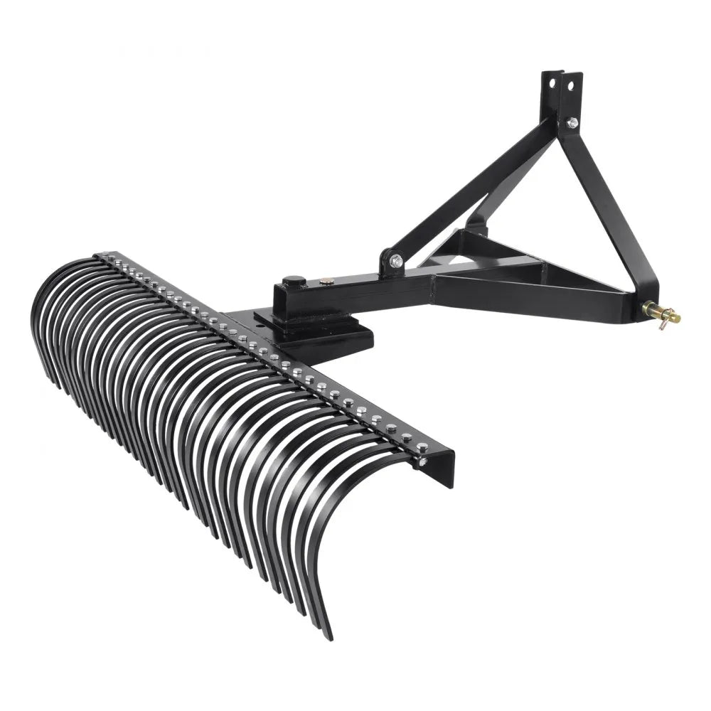 VEVOR Tow Behind Dethatcher, 60-inch Tow Dethatcher with 32 Steel Tines, 3-Point Lawn Dethatcher Rake with Attachments for Tractor, Landscape Rake for Garden, Farm, Grass
