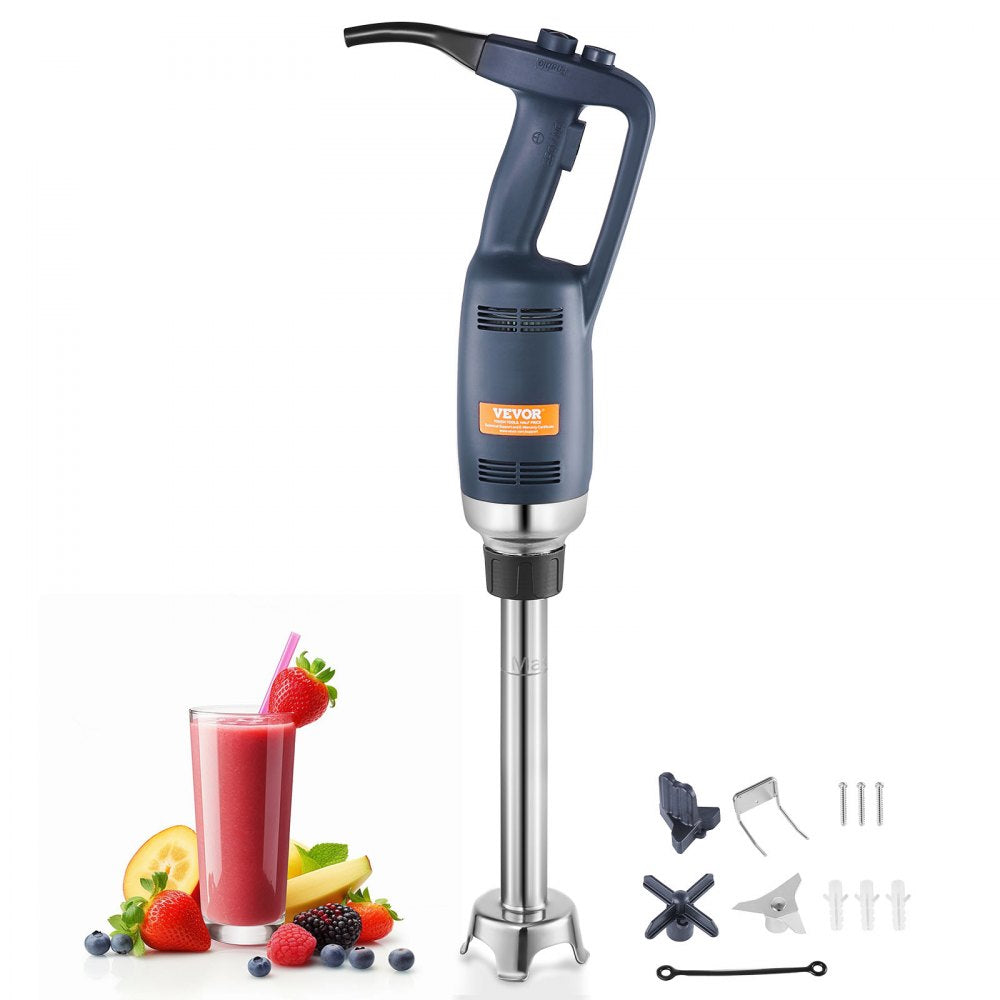 VEVOR Commercial Immersion Blender, 350W Heavy Duty Hand Mixer, 12 inch Stepless Variable Speed Mixer with Stainless Steel Blade, Multi-Purpose Portable Mixer for Soup, Sauces, Mashed Potatoes, Cream