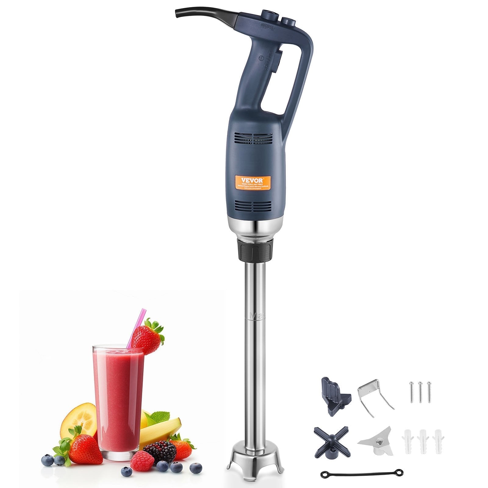 VEVOR Commercial Immersion Blender, 350W Heavy Duty Hand Mixer, 20 inch Stepless Variable Speed Mixer with Stainless Steel Blade, Multi-Purpose Portable Mixer for Soup, Sauces, Mashed Potatoes, Cream