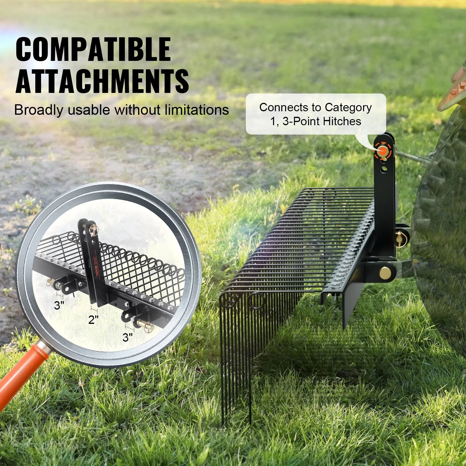 VEVOR Tow Behind Landscape Rake, 72