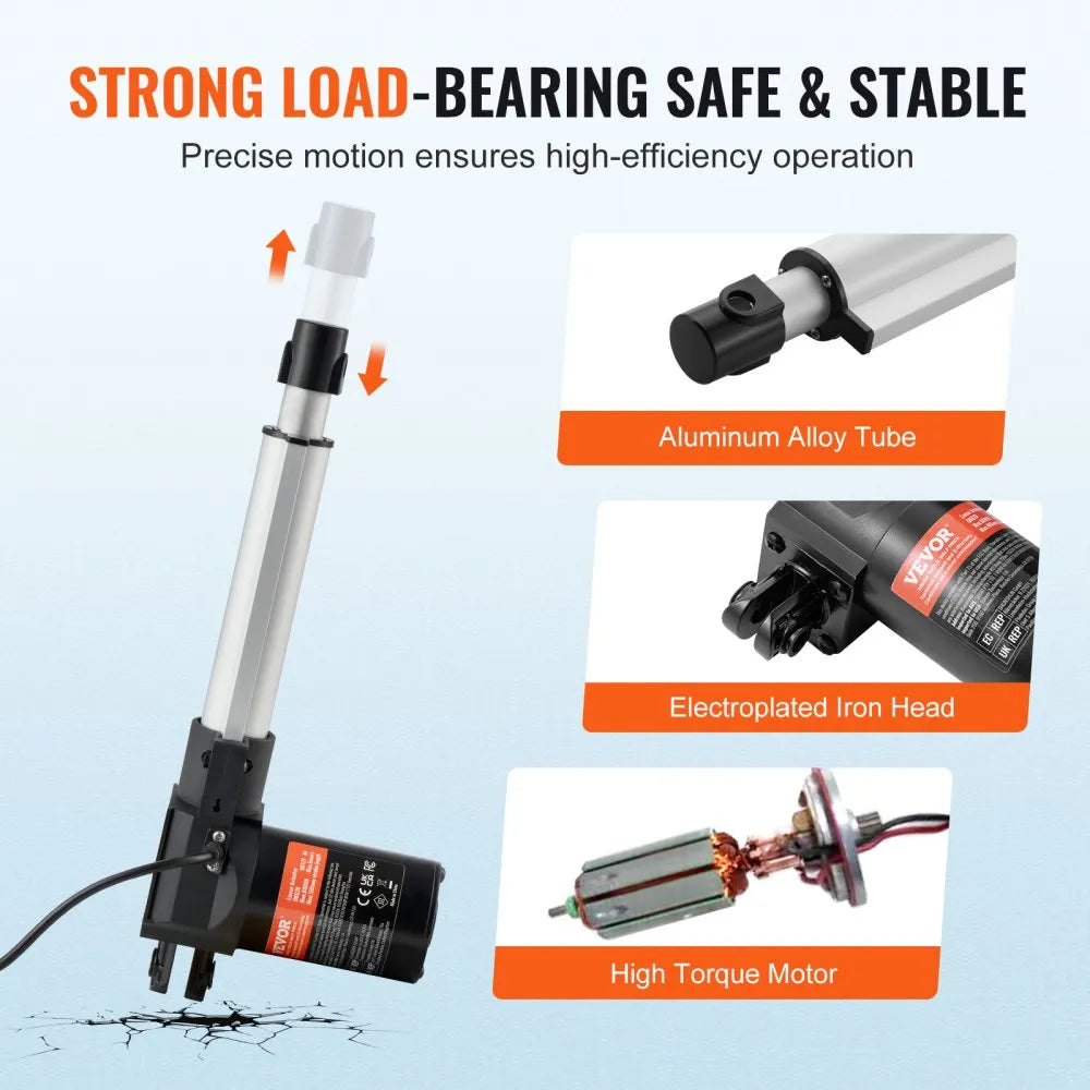 VEVOR Linear Actuator 12V, 6 Inch Heavy Duty 1320lbs/6000N Linear Actuator, 0.19