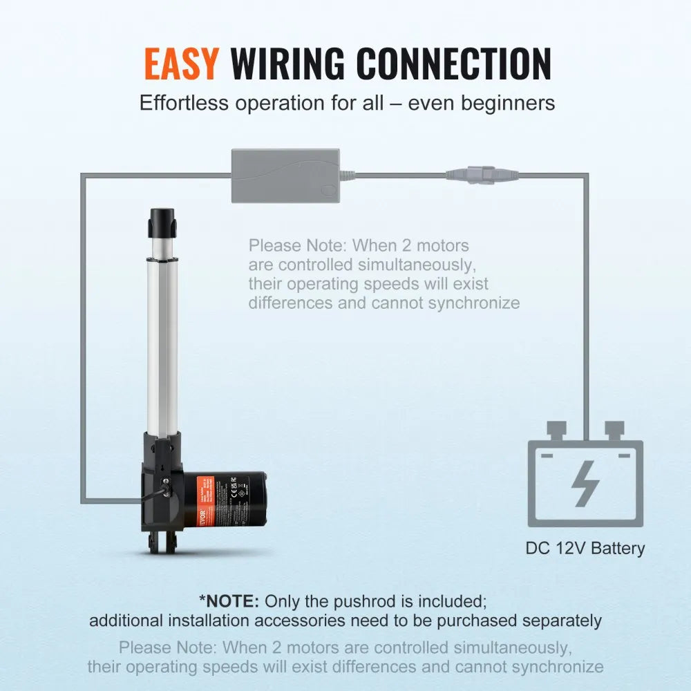 VEVOR Linear Actuator 12V, 8 Inch Heavy Duty 1320lbs/6000N Linear Actuator, 0.19