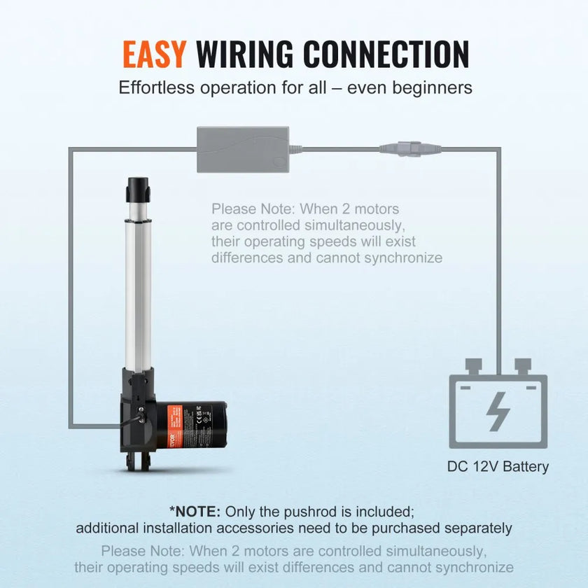 VEVOR Linear Actuator 12V, 8 Inch Heavy Duty 1320lbs/6000N Linear Actuator, 0.19