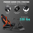VEVOR Pre-installed Steering Racing Wheel Stand, Universal Base Fit for Logitech/Thrustmaster/Fanatec, Multi-Position Adjustable Driving Simulator, Comfortable PVC Leather Integrated Cockpit w/ Wheels