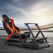 VEVOR Pre-installed Steering Racing Wheel Stand, Universal Base Fit for Logitech/Thrustmaster/Fanatec, Multi-Position Adjustable Driving Simulator, Comfortable PVC Leather Integrated Cockpit w/ Wheels