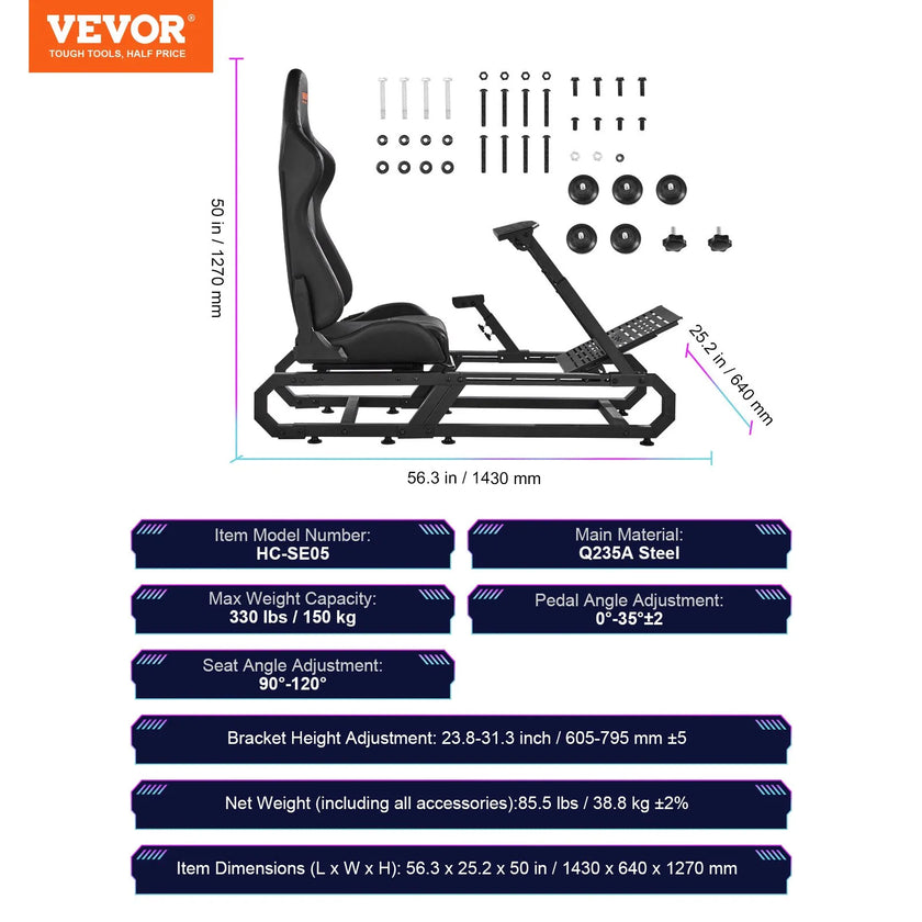 VEVOR Heavy Duty Racing Wheel Stand for Logitech G923/G920/G29 Max330LBS Compact