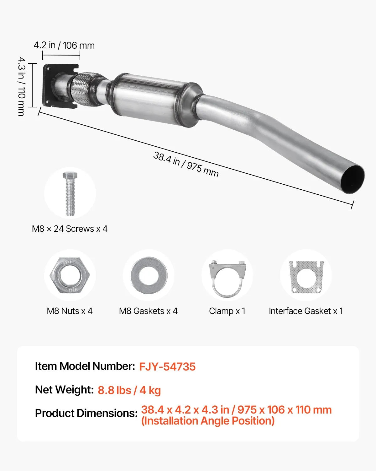 VEVOR Catalytic Converter Compatible with Chrysler Dodge Jeep 2.4L Front 54735