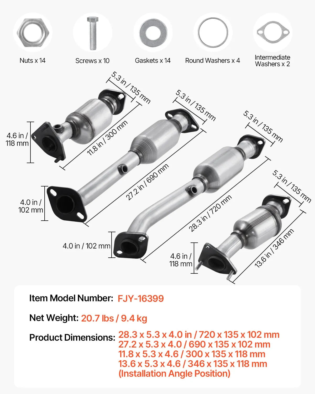 VEVOR Catalytic Converter Compatible with Nissan Suzuki Equator 4.0L V6 16399