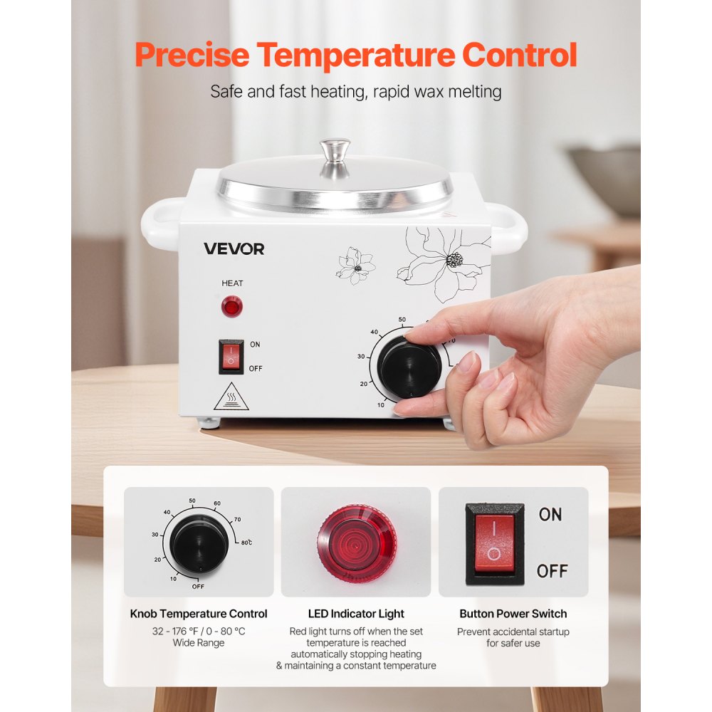 600ML Professional Single Wax Warmer – Adjustable Temperature Control